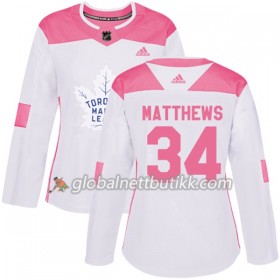 Toronto Maple Leafs Hockeydrakt Auston Matthews 34 2017-2018 Hvit Rosa Fashion Adidas Authentic - Dame